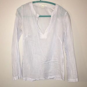 Sheer light blue long sleeve top